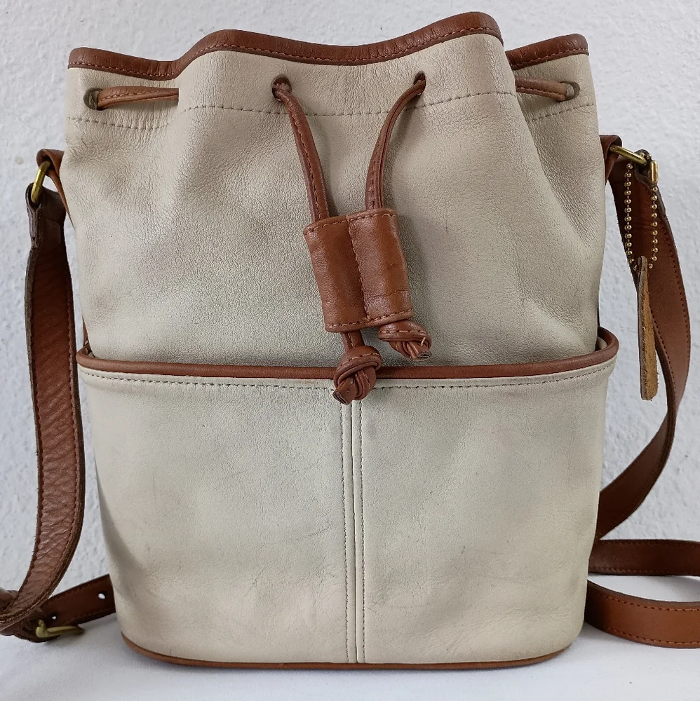 Vntg Coach Bone Drawstring Spectator Bag 0520 122 - Picture 2 of 11